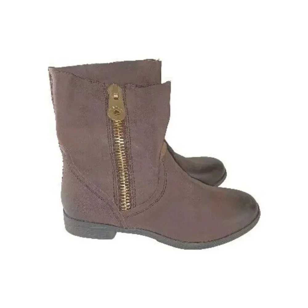 BCBGeneration Women's Rossy Zip Up Moto Fashion Leather Boots - Black & Brown 6